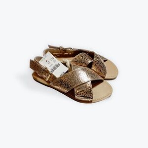 Crewcuts by j. crew metallic criss-cross sandals in rose gold leather girls